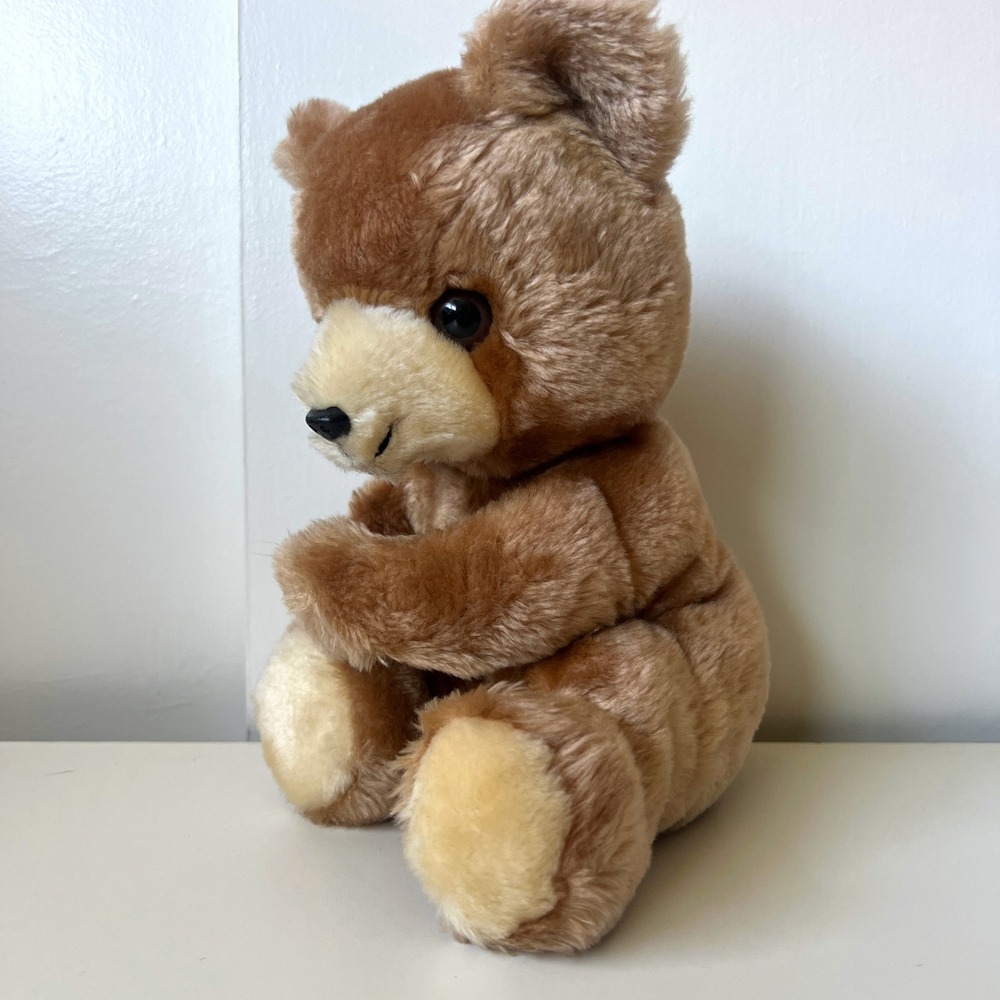 Vintage 1977 Dakin Teddy Bear Plush Brown Hook & Loop Paws 9" Korea